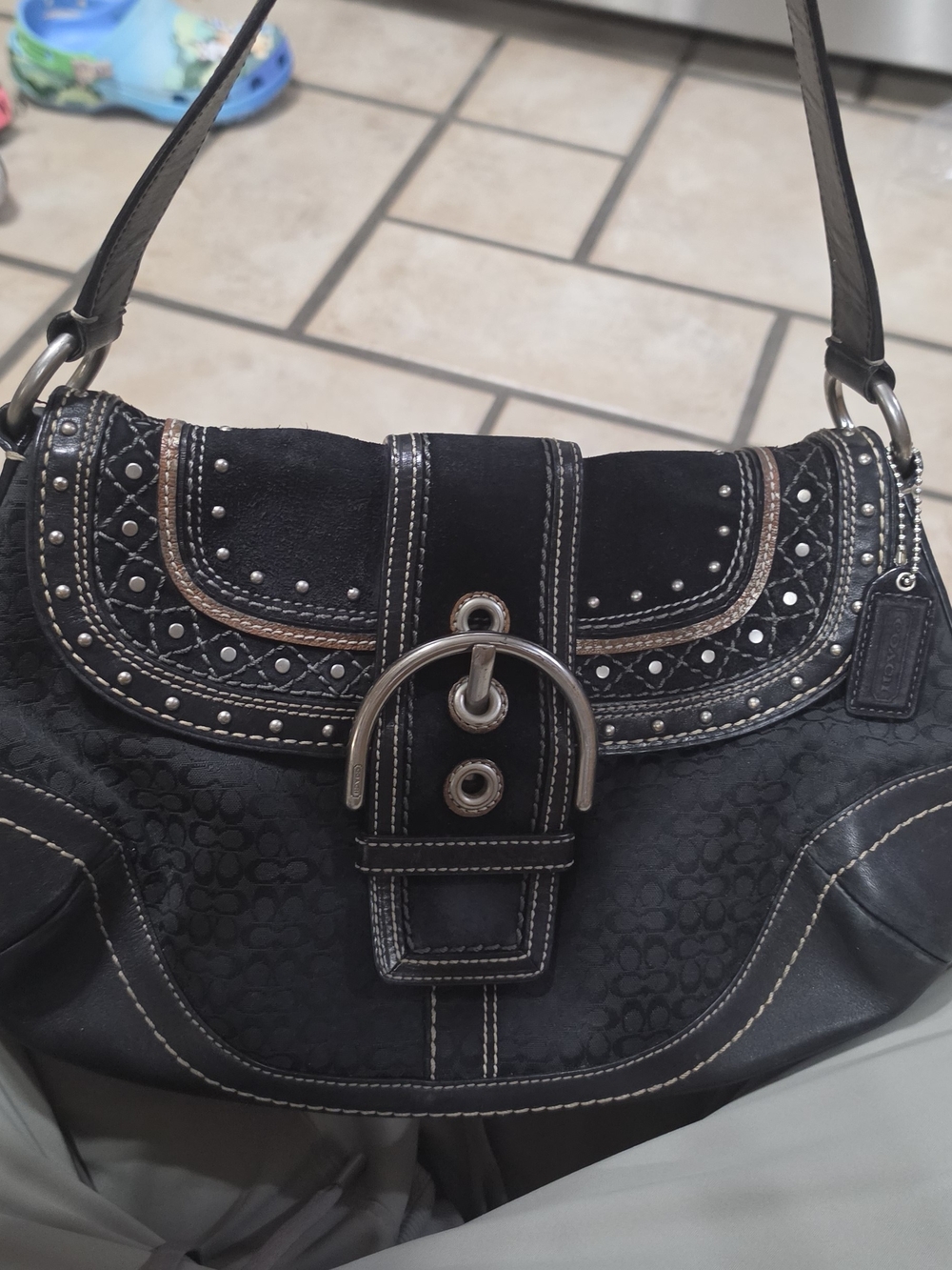 Coach Black Women's Shoulder Bag with Studded Detail